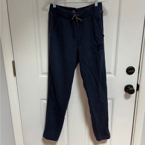 adidas Pants - Adidas Trefoil originals velvet side stripe navy joggers size medium